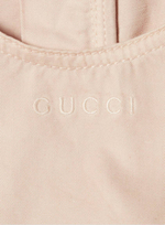 Топ из хлопка и льна с вышивкой Gucci и завязками по низу