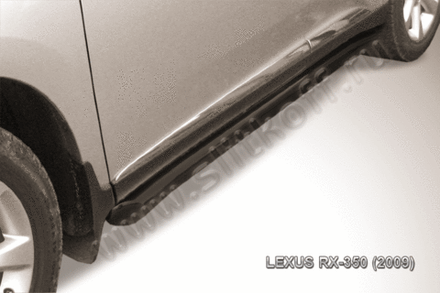 Пороги стальные Lexus RX-350 (2008-2012) d76 с гибами (черные)