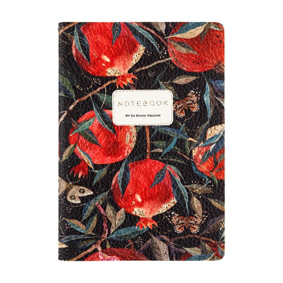 Bloknot \ Блокнот \ Notebook  Тетрадь А5 из экокожи, "Флора. Гранат" 60 л. Клетка