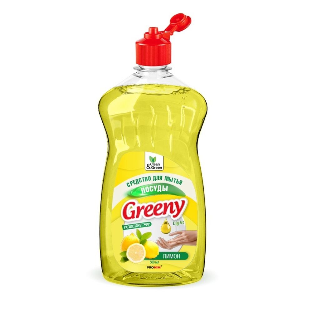 СРЕДСТВО ДЛЯ МЫТЬЯ ПОСУДЫ GREENY LIGHT 500 МЛ ЛИМОН CG8069