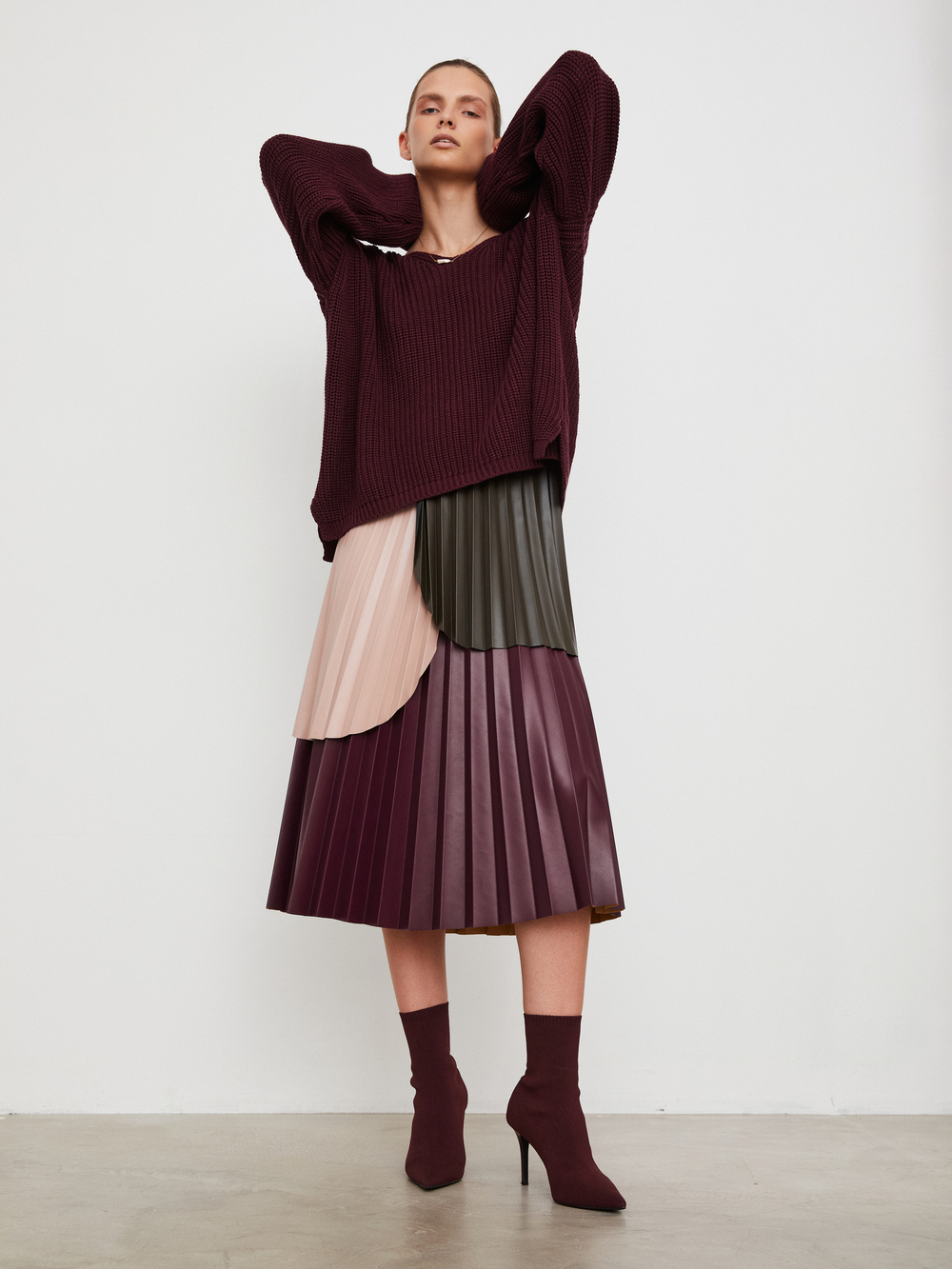 Юбка Pleatst Bordo