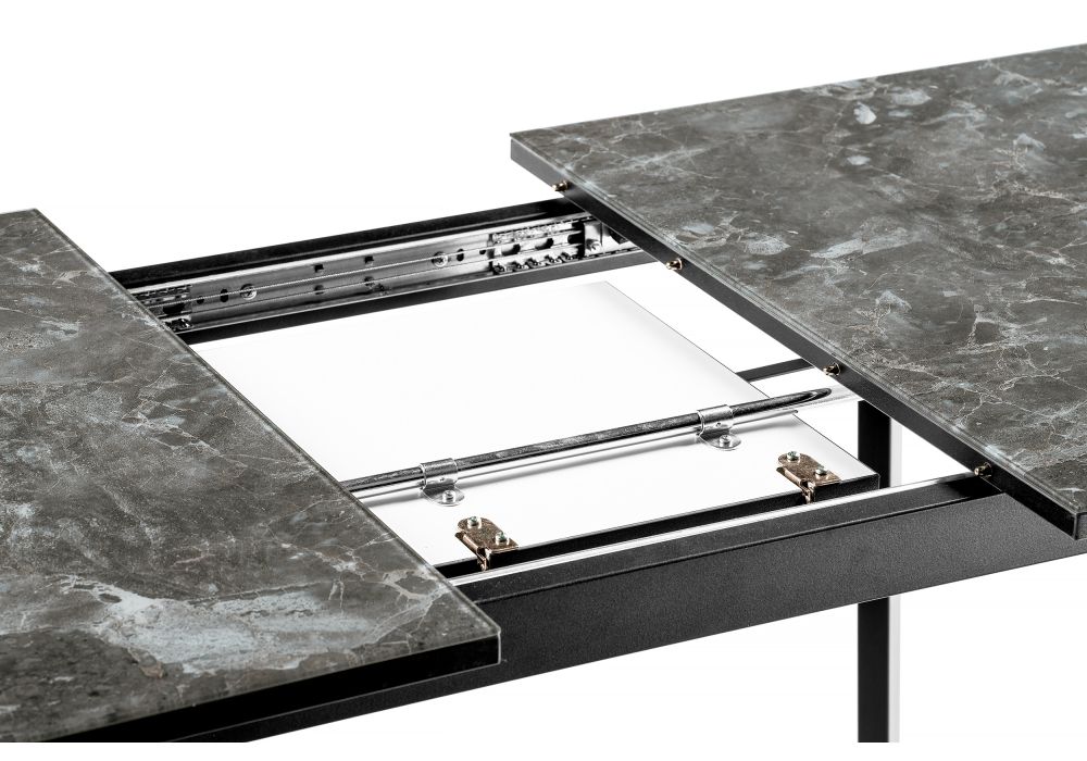 Стеклянный стол Агни 110 королевский мрамор / черный матовый