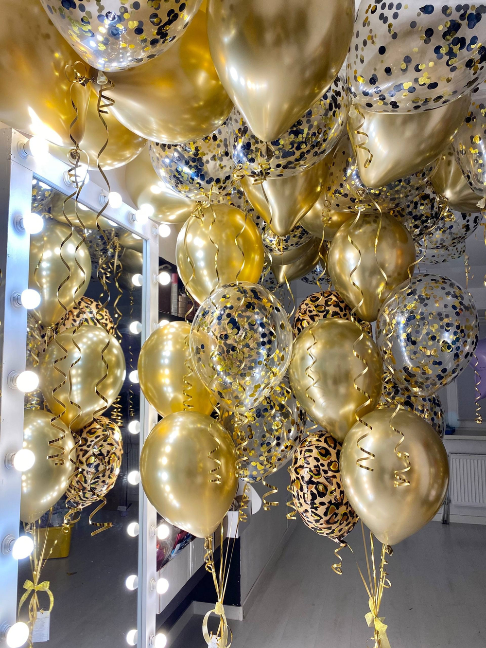 Воздушные гелиевые шарики с доставкой по Хабаровску леопард хром золото №4465