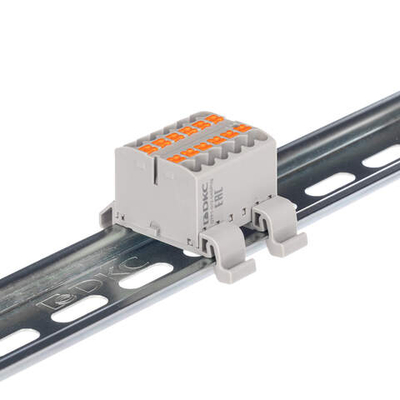 Блок распределительный с гориз. адаптером на рейку шириной 35мм, зажим push-in, 12 точек подключения 2,5 кв.мм, синий