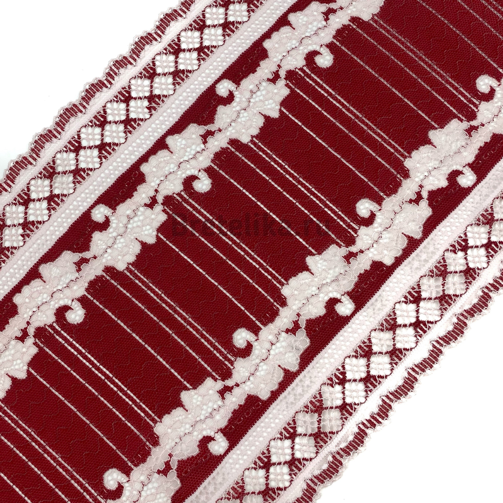 Кружево эластичное красно-молочное 22 см