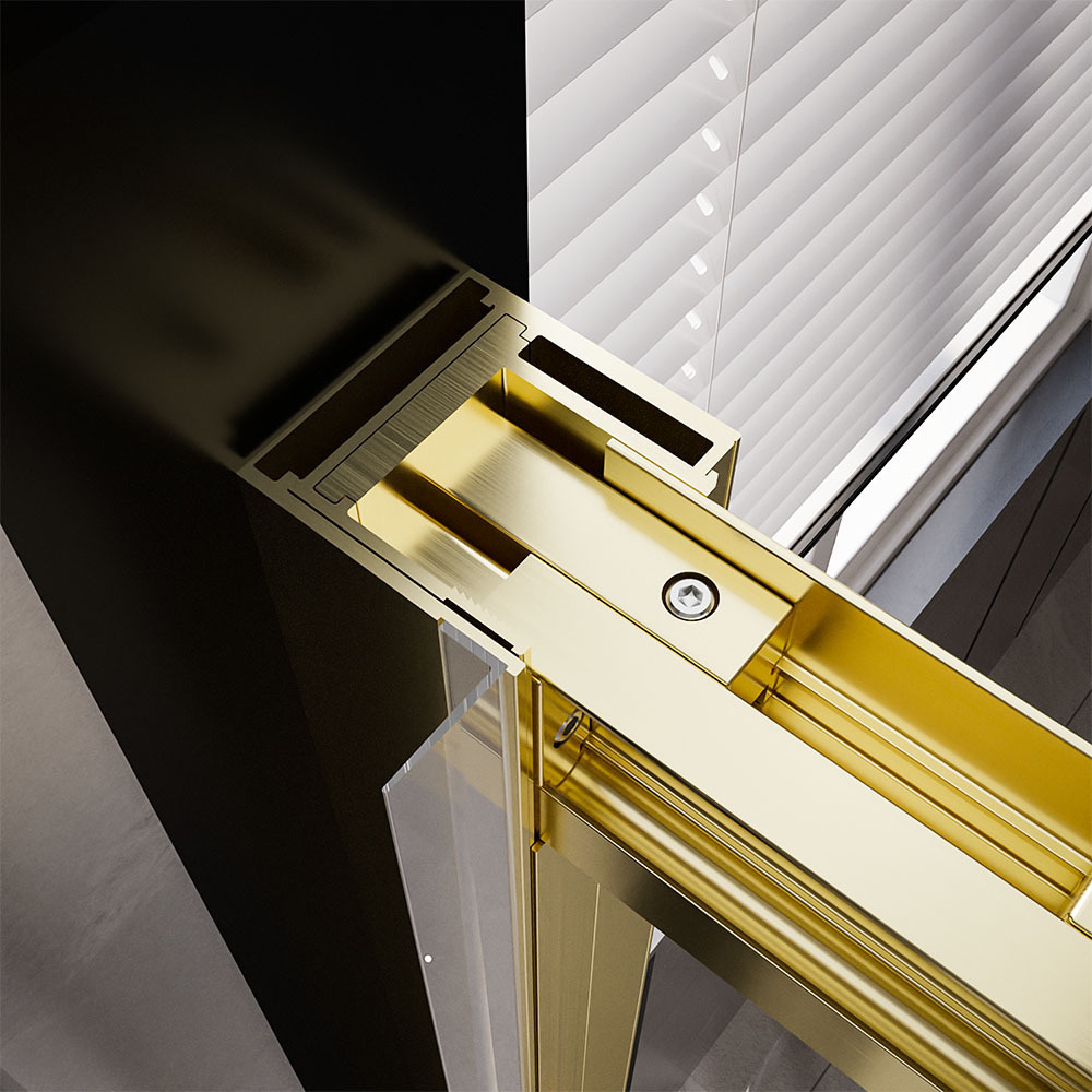 Душевая дверь Veconi Premium Trento PTD-30G, 1500х2000, брашированное золото, стекло прозрачное