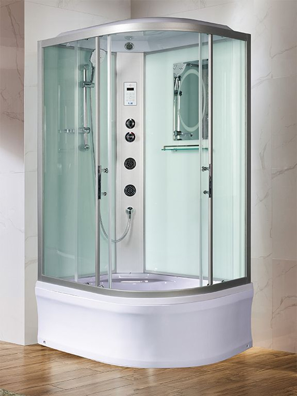 Душевая кабина WeltWasser  WW500 HALLE 1204 L 120х90 см,  прозрачное стекло, поддон низкий, крыша, гидромассаж, левосторонняя