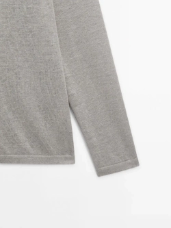 Massimo Dutti Льняной свитер с круглым вырезом, серый