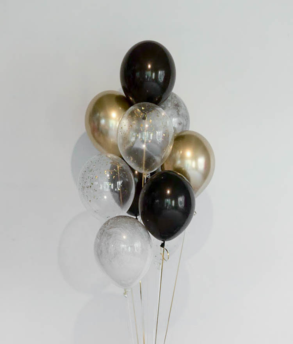 Связка из гелиевых шаров чёрное золото