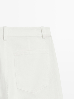 Massimo Dutti Джинсы-палаццо с высокой талией, белый