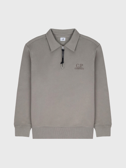 Свитшот на молнии C.P. Company Logo Diagonal Raised Fleece Half Zip Fallen Rock - Grey