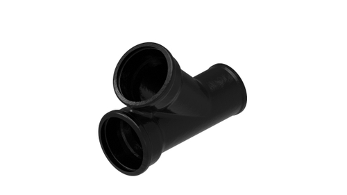 Тройник чугунный ЧК равнопроходной безнапорный для внутренней канализации с раструбом, цвет чёрный, ГОСТ 6942-98