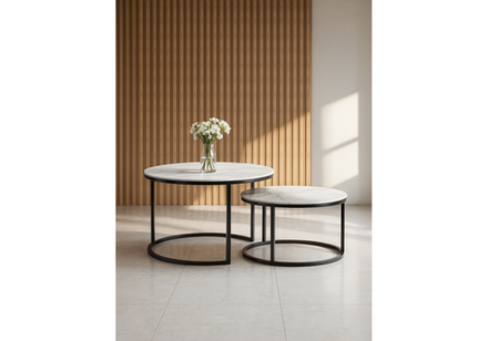 Журнальный стол Woodville Плумерия белый мрамор, черный