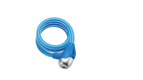 Замок велосипедный, трос стальной, с ключами 12х1500мм, в пластиковой оболочке, синий