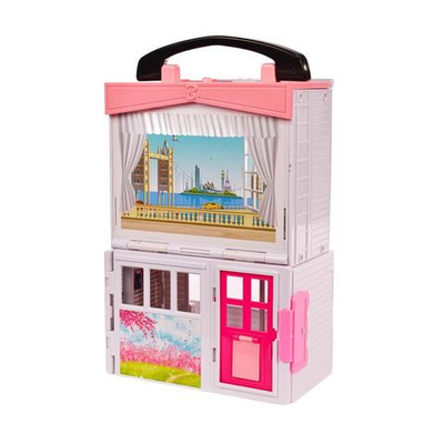 Домик для кукол с вертолетом, мебелью и куклами в комплекте, 49*12,6*29м, собирается в чемодан с ручкой