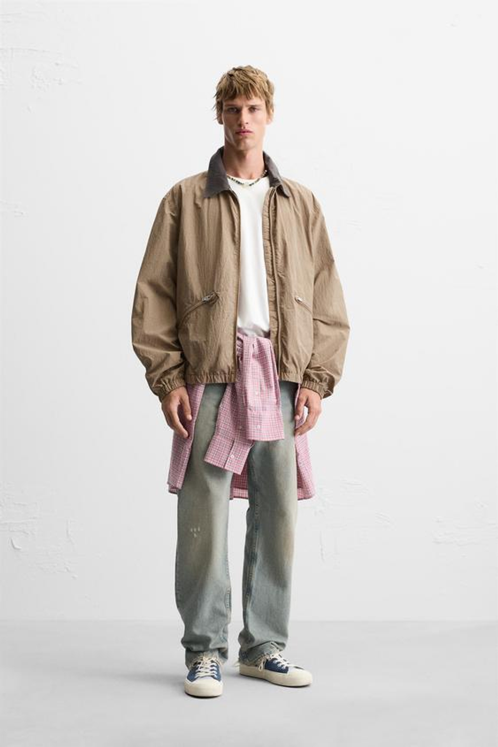 ZARA КУРТКА С КОНТРАСТНЫМ ВОРОТНИКОМ, РЫЖЕВАТО-КОРИЧНЕВЫЙ