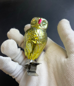 Ёлочная игрушка "Филин, сова" на прищепке, стекло, роспись, винтаж СССР 1950-1980 гг