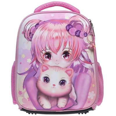 Рюкзак 35х27х13см 1 отделение 2 кармана "Аниме с котиком" (Хатбер)