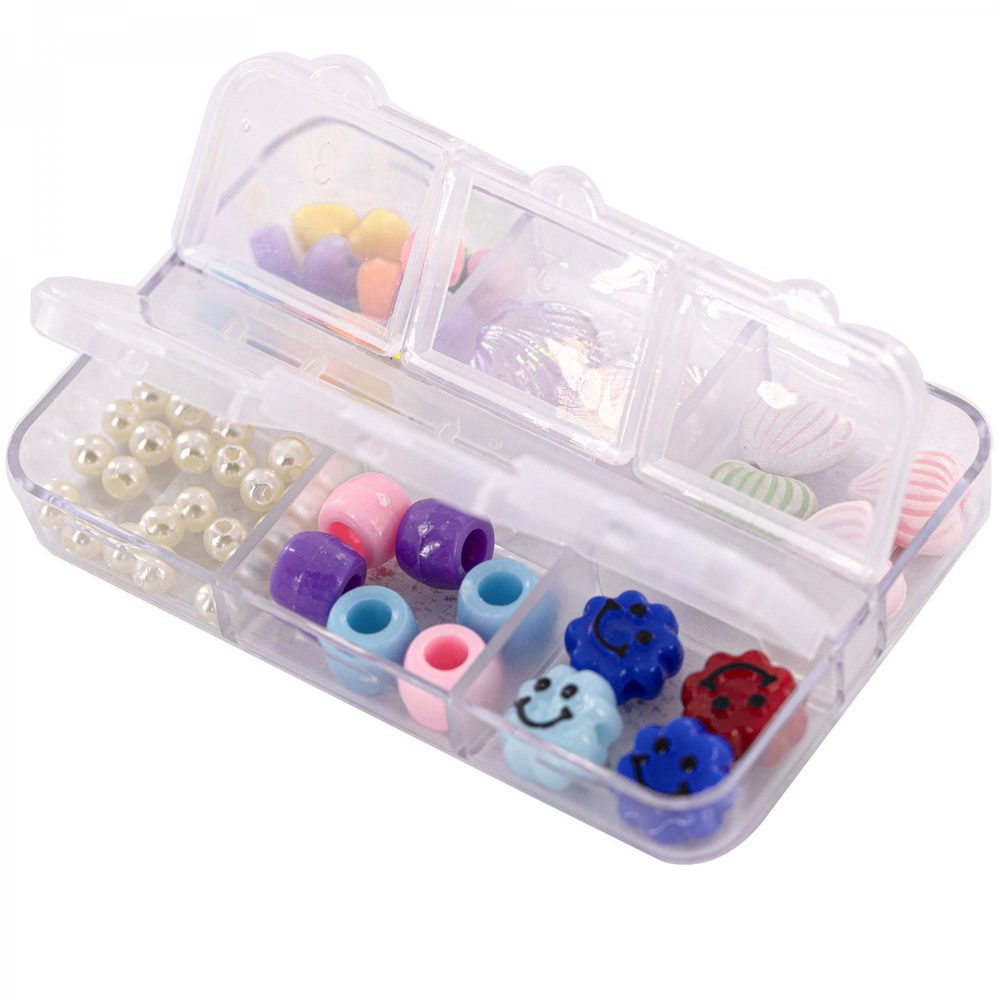 Набор для создания украшений-бусины Alingar, 75х50х10 мм, "Smile", 6 видов бусин, пластик. пенал органайзер