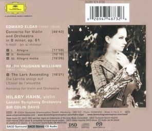 Hilary Hahn, London Symphony Orchestra, Sir Colin Davis / Elgar: Violin Concerto, Vaughan Williams: The Lark Ascending (SACD)