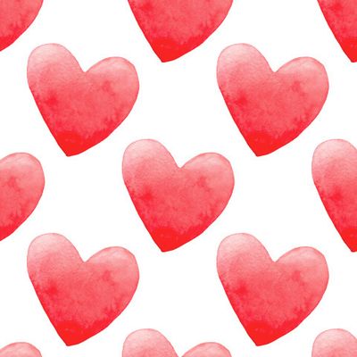 Красные сердечки акварель