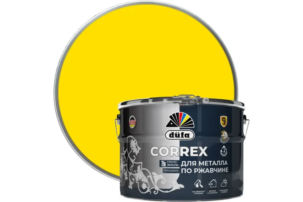 Грунт-эмаль Dufa CORREX 3 в 1 для металла по ржавчине RAL-1021 желтый