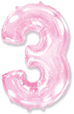 Розовая цифра 3 с гелием