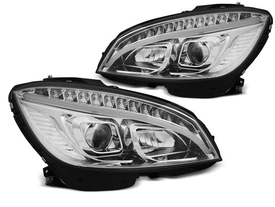 Передние фары CHROME TUBE LIGHT H7 для Mercedes C W204