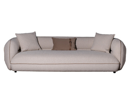 Диван Амели (Amelia) трехместный букле светлый 253x100x67см с бежевым кантом Garda Decor