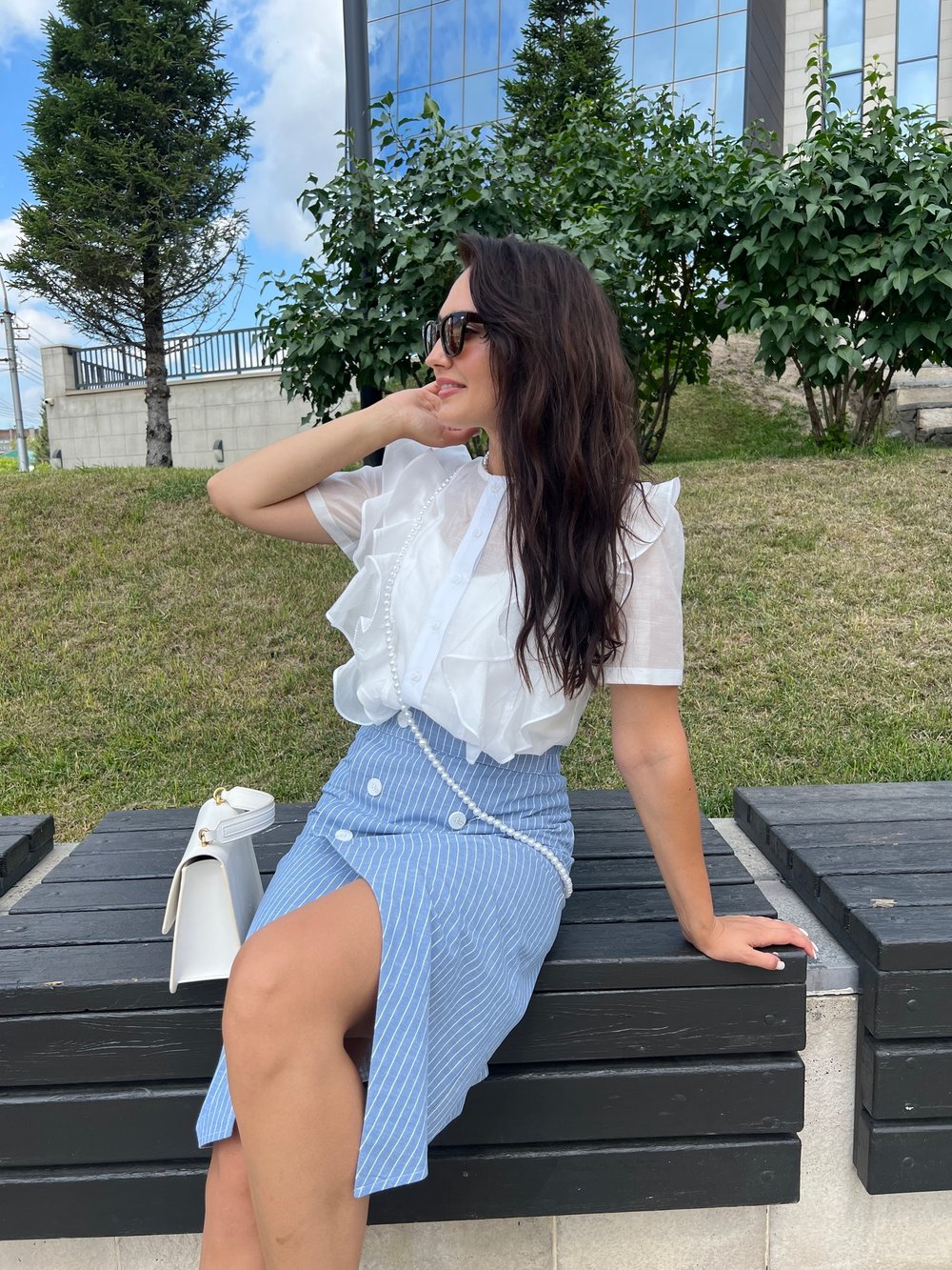 Юбка в полоску из хлопка