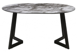Стол стеклянный Woodville Алингсос мрамор серый, черная шагрень