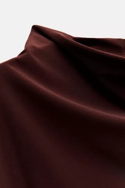 ZARA ТОП С ДРАПИРОВКОЙ И ПОЯСОМ, ГРАНАТОВЫЙ