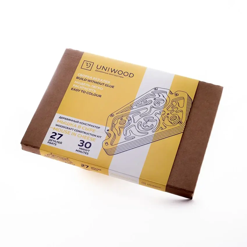 Деревянный конструктор Головоломка-лабиринт "Мышка в сыре" (UNIWOOD)