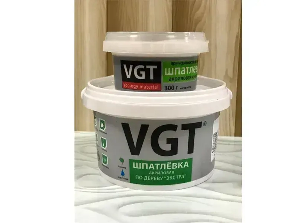 Шпатлевка(шпаклевка) VGT готовая акриловая по дереву ЭКСТРА мебельная, столярная, белая, 0,3кг