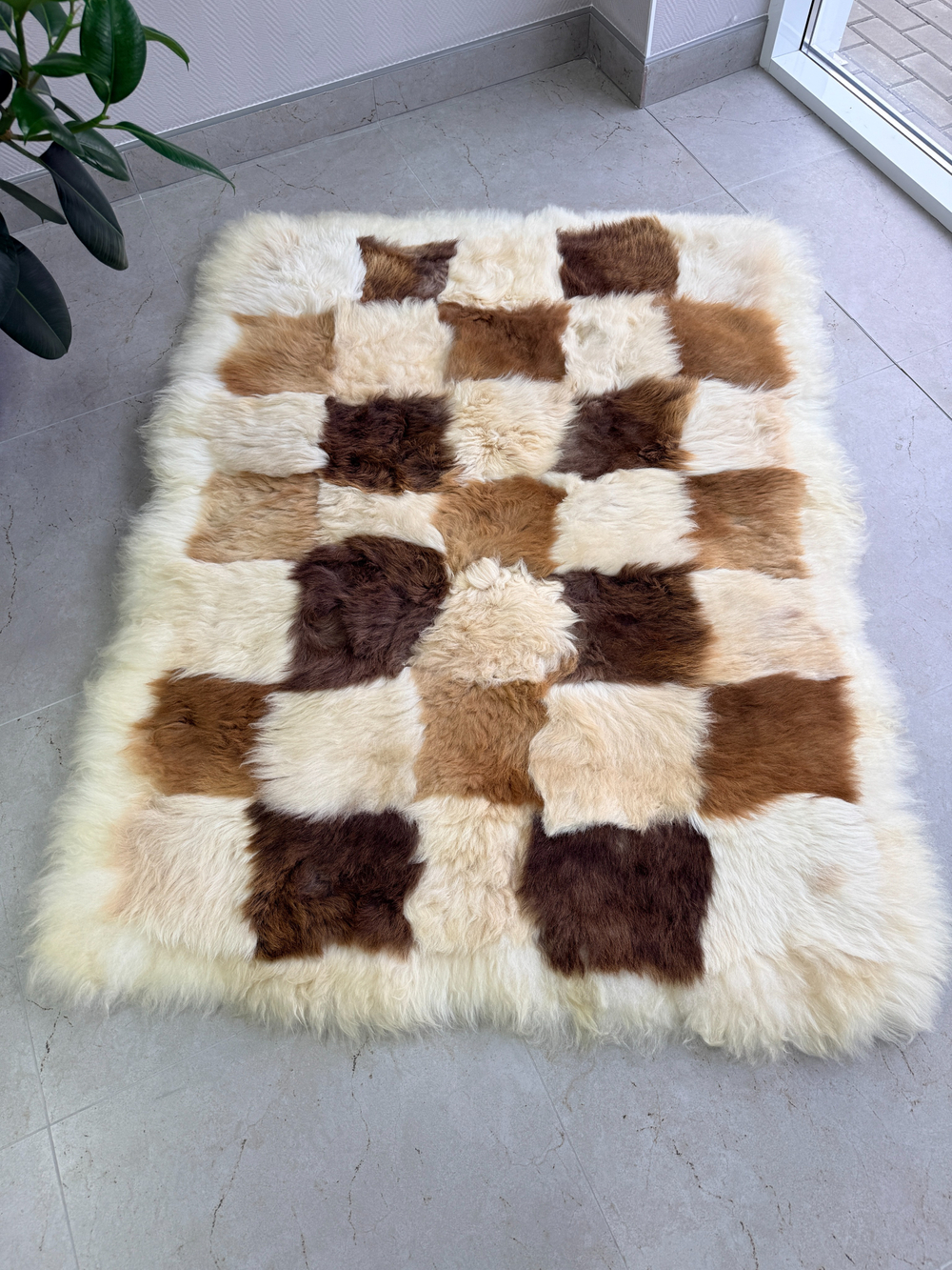 Ковер прямоугольный натуральный мех овчина