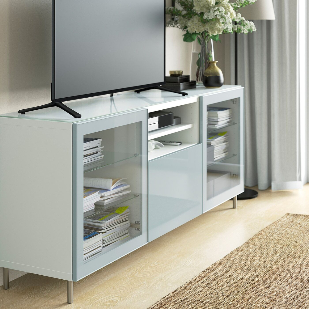 Верхняя панель для телевизора IKEA BESTA (БЕСТО), Светло-зеленый, Стекло, 180x40 см