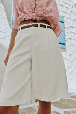 ZARA ШОРТЫ С РЕМНЕМ И СКЛАДКАМИ, ЭКРЮ