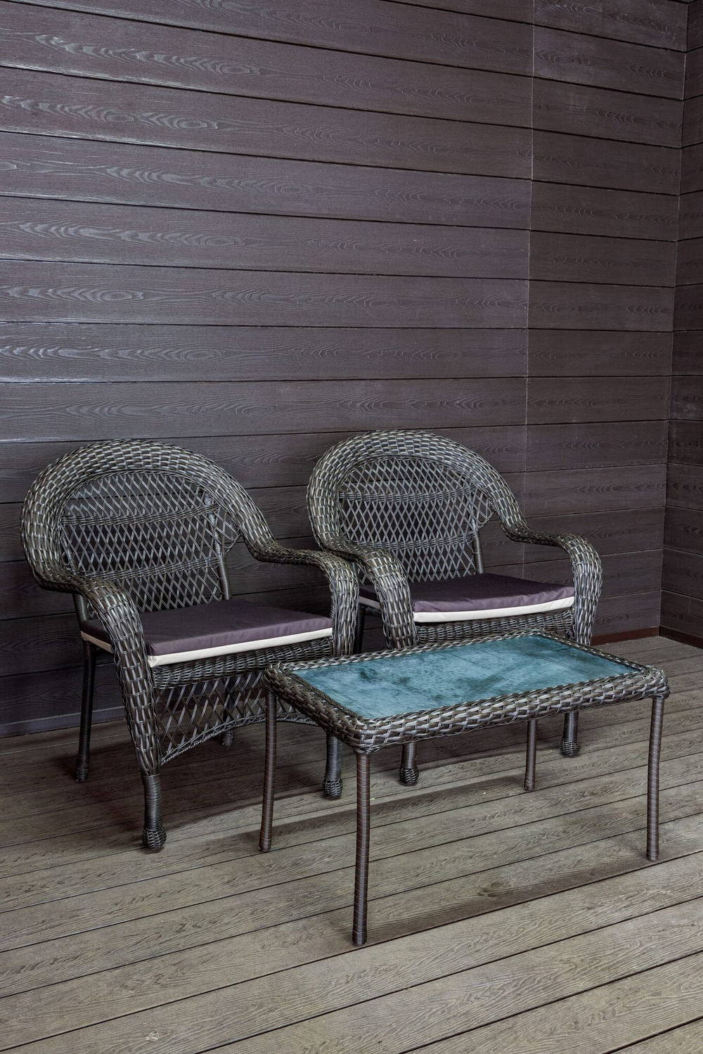 Садовый комплект из искусственного ротанга Мэдисон НЬЮ (Medison NEW) Balcony set с прямоугольным столиком с подушками на сиденье