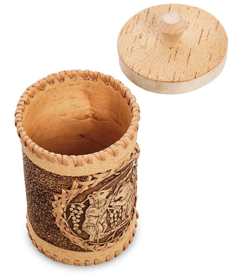 Народные промыслы BST-339/ 2 Туесок «Медведи» (береста)