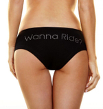 Трусики-слип с надписью стразами Wanna Ride (Размер: S-M) (Цвет: черный)