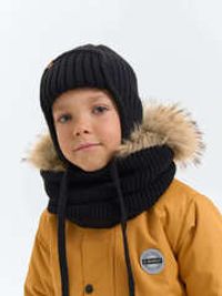 Снуд из смесовой шерсти "Уголь" жемчужная резинка