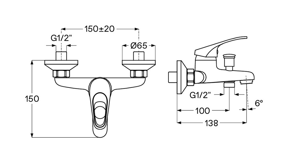 Смеситель Santek Баус для ванны с душем, с аксессуарами, хром, WH5A10010C001