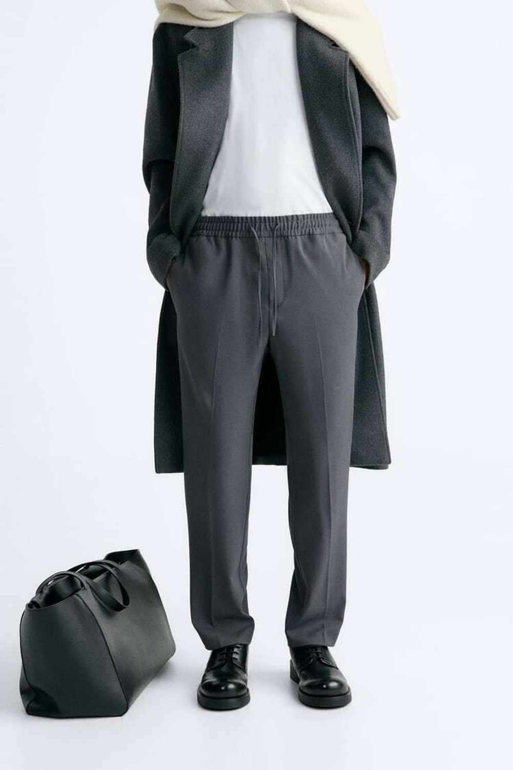 ZARA БРЮКИ-ДЖОГГЕРЫ КОМФОРТНОЙ ПОСАДКИ, ЦЕМЕНТНЫЙ