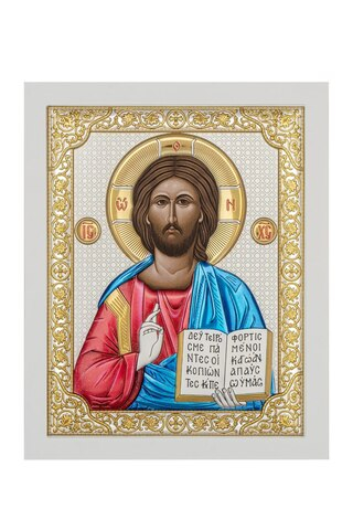 Спаситель, икона прямоугольная с рамкой, белое дерево, эмаль 150х190