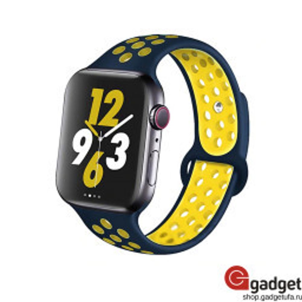 Браслет-ремешок для Apple Watch SPORT (38-40mm) черный+желтый
