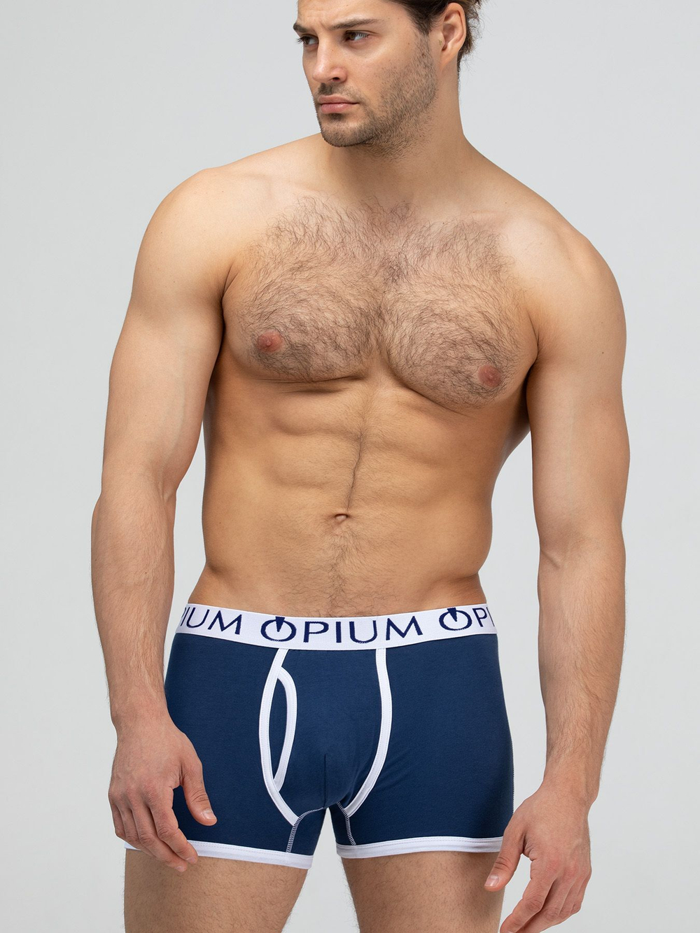 Мужские трусы-боксеры с контрастным поясом и отделкой (Размер: M) (Цвет: изумрудный)