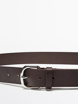 Massimo Dutti Мягкий ремень из кожи наппа, коричневый