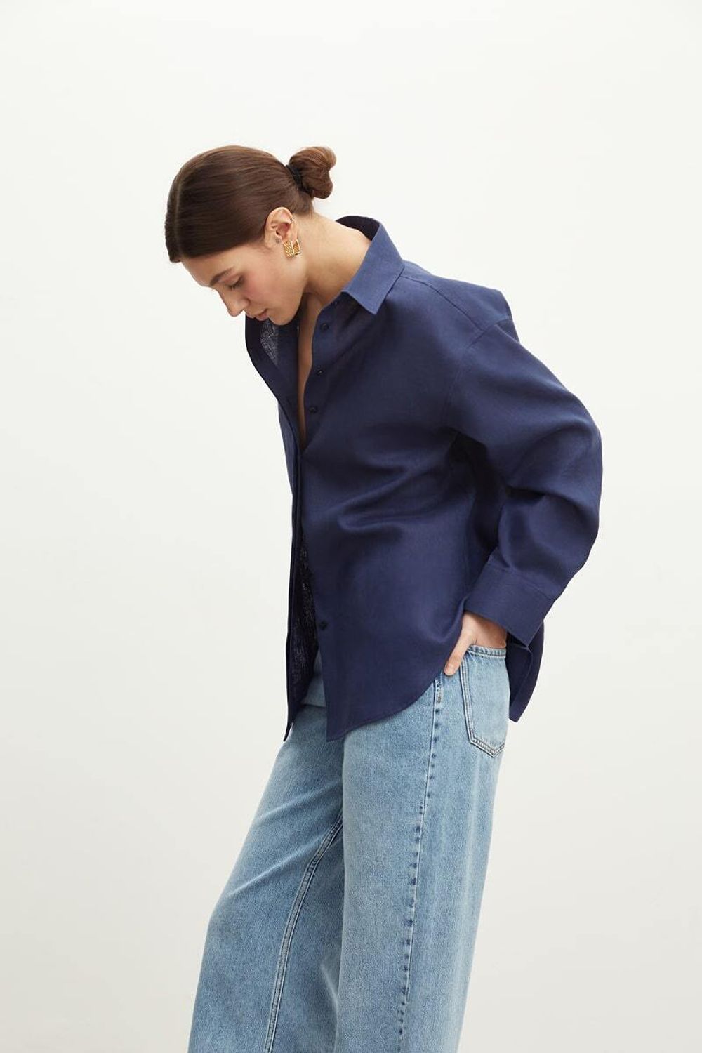 Рубашка Хельсинки чернильно-синий лен