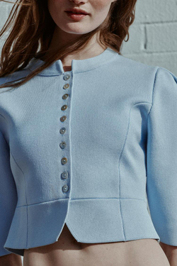 ZARA КАРДИГАН С ОБЪЕМНЫМИ РУКАВАМИ, ПАСТЕЛЬНО-СИНИЙ