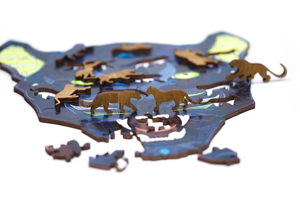 Деревянный пазл-головоломка EWA Пантера L (31x28 см) коробка-шкатулка